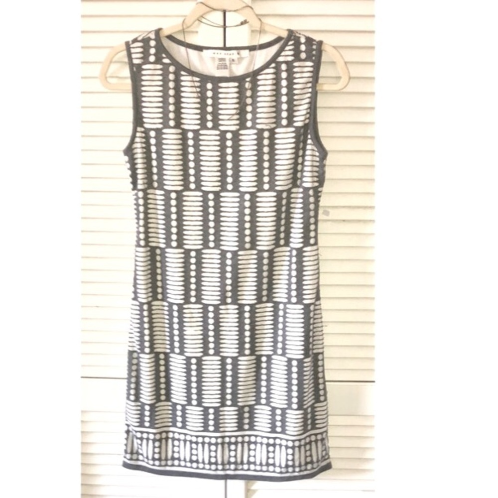 Max studio mini shift dress gray and white sleeveless size small